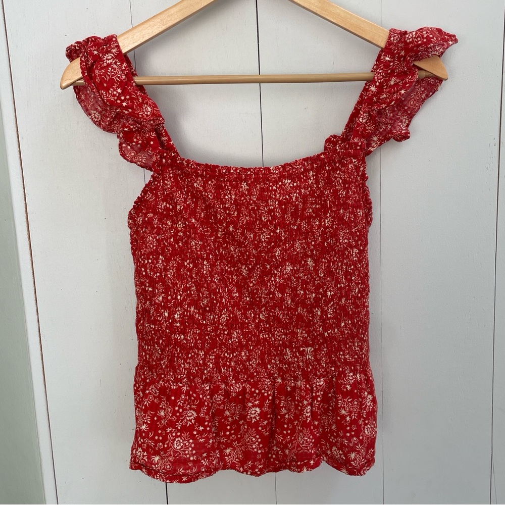 Madewell Red Floral Women's Top